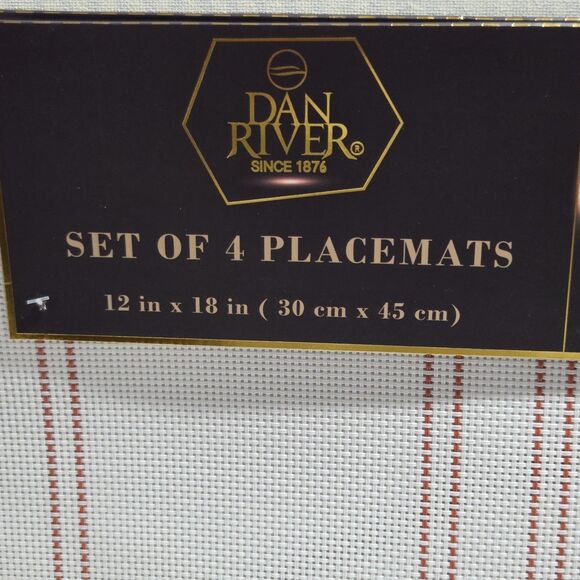 Dan River Set of 4 White Stripes Rectangular Placemats PVC Woven Table Mats - Picture 3 of 7